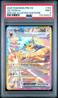 2025 POKEMON PRISMATIC EVOLUTIONS SPECIAL ILLUSTRATION RARE JOLTEON EX PSA 9 - Image 1