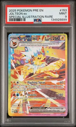 2025 POKEMON PRISMATIC EVOLUTIONS SPECIAL ILLUSTRATION RARE JOLTEON EX PSA 9 - Image 1