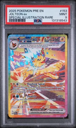2025 POKEMON PRISMATIC EVOLUTIONS SPECIAL ILLUSTRATION RARE JOLTEON EX PSA 9 - Image 1