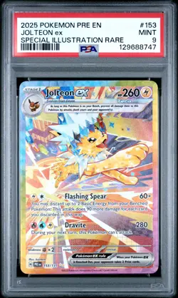 2025 POKEMON PRISMATIC EVOLUTIONS SPECIAL ILLUSTRATION RARE JOLTEON EX PSA 9 - Image 1