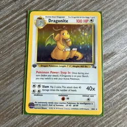 Pokemon Dragonite 1st Edition Holo Rare Fossil 4/62 100 HP WOTC 1999 Card - Image 1