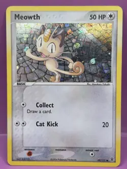 Meowth 69/112 FireRed & LeafGreen Patterned Holo Vintage Pokemon Card - Image 1