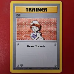 Bill 091/102 Base Set (Shadowless) Regular First Edition Pokemon Card Lp - Image 1