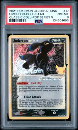 2021 POKEMON CELEBRATIONS CLASSIC COLL #17 UMBREON-GOLD STAR PSA 8 - Image 1