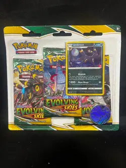 Pokemon TCG Sword & Shield Evolving Skies 3 Pack Blister + Umbreon Promo Card - Image 1