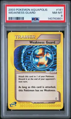 2003 POKEMON AQUAPOLIS #141 WEAKNESS GUARD PSA 8 - Image 1