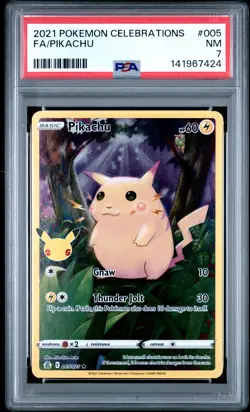 2021 POKEMON CELEBRATIONS #005 FULL ART/PIKACHU PSA 7 - Image 1