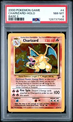 2000 POKEMON GAME BASE II #4 CHARIZARD-HOLO PSA 8 - Image 1