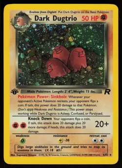 Dark Dugtrio 6/82 Rare Team Rocket Holo 1st Edition Pokemon - Image 1