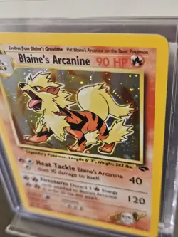 Pokemon Blaine's Arcanine Gym Challenge Holo Rare 1/132 Unlimited HP90 - Image 2