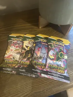 Pokemon Evolving Skies Sleeved Booster 4x Pack Art Set Umbreon Rayquaza ETC 🔥 - Image 1