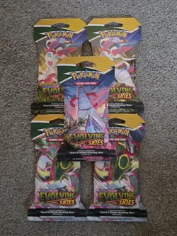 5x Pokemon TCG Evolving Skies Sleeved Booster Pack - SEALED - Image 1