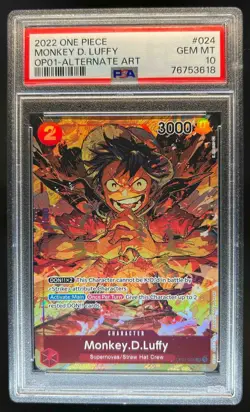 2022 One Piece Romance Dawn Monkey.D.Luffy Alternate Art #OP01-024 PSA 10 - Image 1
