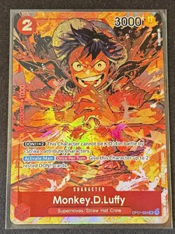 MONKEY D LUFFY - One Piece OP01-024 - AA SR Alt Art Super Rare - Romance Dawn NM - Image 1