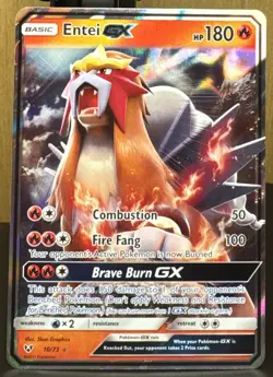 Pokemon TCG Entei GX 10/73 Shining Legends Ultra Rare (Full Art) Holo Card - Image 1