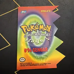 Topps Pokemon Series 3 Die Cut Gengar Blue Label #94 EV06 of 12 - Image 2