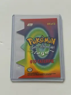 CATERPIE #10 EV1 OF 12 POKEMON EVOLUTION TOPPS DIE CUT EMBOSSED BLUE LABEL - Image 2