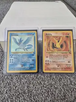 1999 Fossil Holo Moltres 12/62 and Holo Articuno 2/62 WOTC Pokemon Card TCG Set - Image 1
