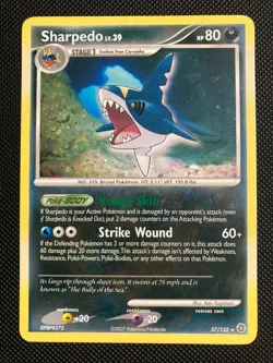 Pokemon TCG Sharpedo 37/132 Secret Wonders Common Card (MP/HP) 2007 - Image 1
