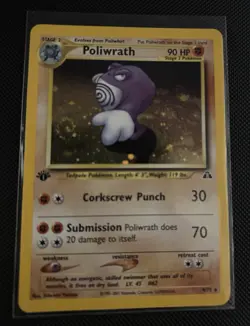 First Edition Poliwrath Neo Discovery 9/75 Holo Rare Vintage Pokemon Card LP - Image 1