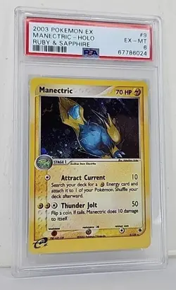 Manectric 9/109 EX Holo Ruby & Sapphire Rare 2003 Pokemon Card Graded PSA 6 - Image 1