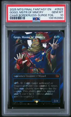 2025 MTG FINAL FANTASY BORDERLESS-SURGE FOIL GOGO MASTER OF MIMICRY PSA 10 - Image 1