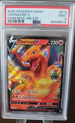 2020 POKEMON SWORD & SHIELD DARKNESS ABLAZE #019 CHARIZARD V PSA 9 - Image 1