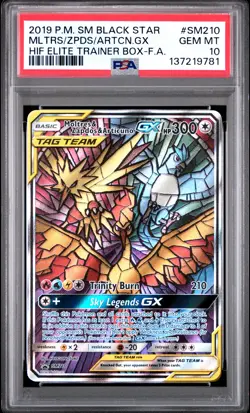 2019 POKEMON SM HIDDEN FATES ETB FULL ART/MOLTRES & ZAPDOS & ARTICUNO GX PSA 10 - Image 1
