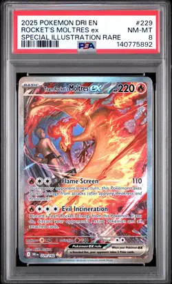 2025 POKEMON DRI SPECIAL ILLUSTRATION RARE #229 TEAM ROCKET'S MOLTRES EX PSA 8 - Image 1