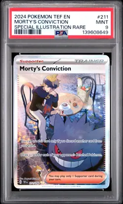 2024 POKEMON TEF SPECIAL ILLUSTRATION RARE #211 MORTY'S CONVICTION PSA 9 - Image 1