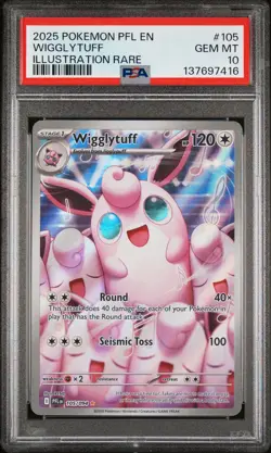 2025 POKEMON PFL EN-PHANTASMAL FLAMES ILLUSTRATION RARE #105 WIGGLYTUFF PSA 10 - Image 1