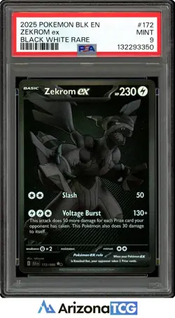 Pokemon 2025 Zekrom Ex 172/086 Black White Rare Black Bolt PSA 9 - Image 1