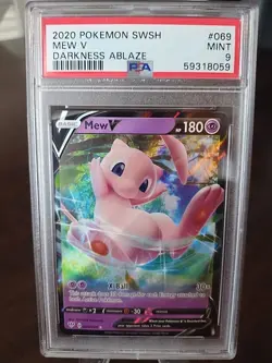 2020 Pokemon SWSH Darkness Ablaze #069 Mew V PSA 9 MINT - Image 1