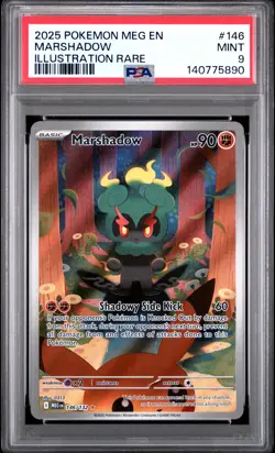 2025 POKEMON MEG EN-MEGA EVOLUTION ILLUSTRATION RARE #146 MARSHADOW PSA 9 - Image 1