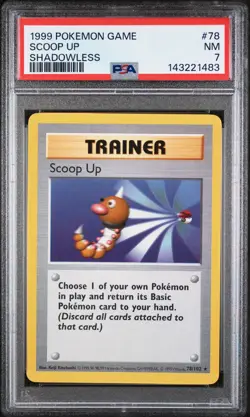 1999 POKEMON BASE SET SHADOWLESS #78 SCOOP UP PSA 7 - Image 1
