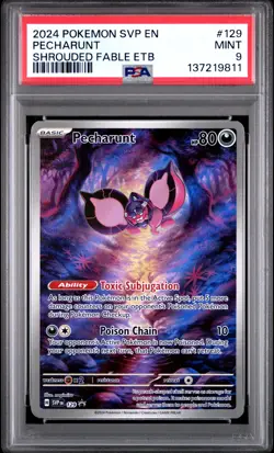 2024 POKEMON SVP EN-SV SHROUDED FABLE ETB PROMO #129 PECHARUNT PSA 9 - Image 1