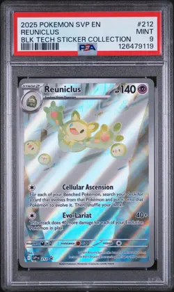 2025 POKEMON BLACK BOLT TECH STICKER COLLECTION PROMO #212 REUNICLUS PSA 9 - Image 1