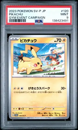 2023 POKEMON JAPANESE SV-P PROMO GYM EVENT CAMPAIGN #120 PIKACHU PSA 9 - Image 1