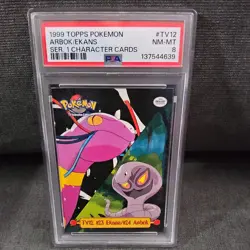 Pokemon Topps TV Series 1 Ekans/Arbok TV12 Low Pop PSA 8 - Image 1