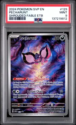 2024 POKEMON SVP SHROUDED FABLE ETB PROMO #129 PECHARUNT PSA 9 - Image 1