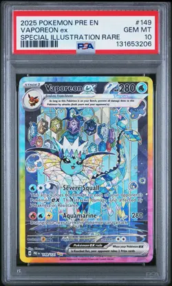 2025 POKEMON PRE SPECIAL ILLUSTRATION RARE #149 VAPOREON EX PSA 10 - Image 1