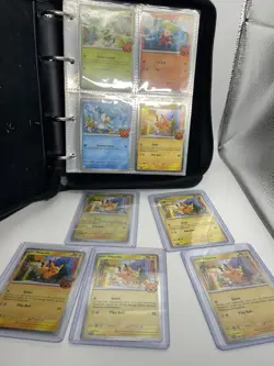 Pokemon TCG Pikachu card lot with assortment of Trick-or-Trade cards and binder - Image 1
