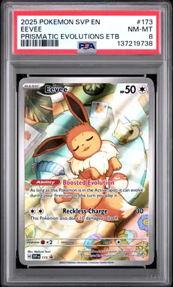 2025 POKEMON SVP SV BLACK STAR PROMO PRISMATIC EVOLUTIONS ETB #173 EEVEE PSA 8 - Image 1