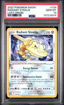 2022 POKEMON SWORD & SHIELD LOST ORIGIN #124 RADIANT STEELIX PSA 10 - Image 1