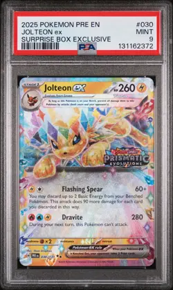 2025 POKEMON PRE EN-PRISMATIC EVOLUTIONS SURPRISE BOX EXCLUSIVE JOLTEON EX PSA 9 - Image 1