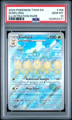 2024 POKEMON TWM EN-TWILIGHT MASQUERADE ILLUSTRATION RARE #169 SUNFLORA PSA 10 - Image 1