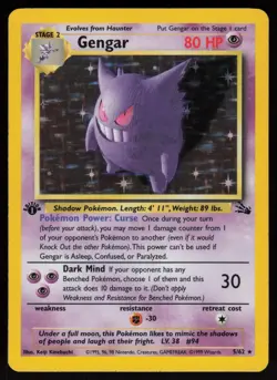 Gengar 5/62 Rare Fossil Holo 1st Edition Pokemon - Image 1