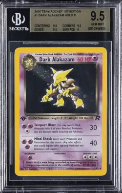 2000 POKEMON TEAM ROCKET 1ST EDITION HOLO R #1 DARK ALAKAZAM BGS 9.5 - Image 1