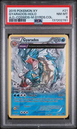2015 POKEMON XY ANCIENT ORIGINS COSMOS-MEGA GYARADOS COLL GYARADOS-HOLO PSA 8 - Image 1