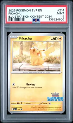 2025 POKEMON SVP EN-SV BLACK STAR PROMO ILLUSTRATION CONTEST 2024 PIKACHU PSA 9 - Image 1